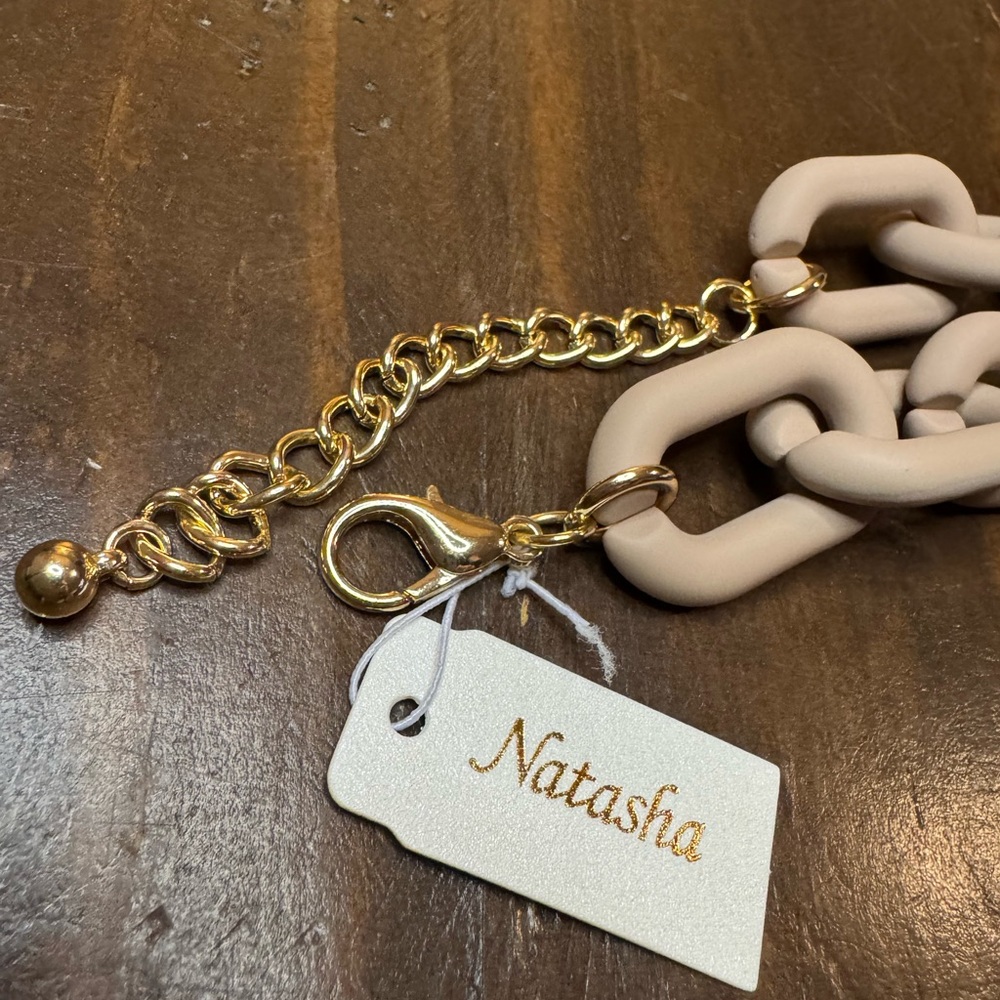 Beige Chunky Chain Necklace by Natasha NWT - Picture 5 of 7